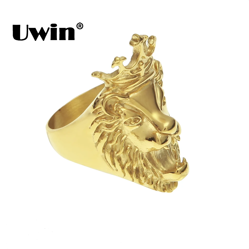 Uwin Hiphop Mens Rings King Crown Lion Luxury Ring Top Quality Gold Color Stainless Steel Fashion Jewelry Wholesale Dropshipping
Uwin Hiphop Mens Rings King Crown Lion Luxury Ring Top Quality Gold Color Stainless Steel Fashion Jewelry Wholesale Dropshipping