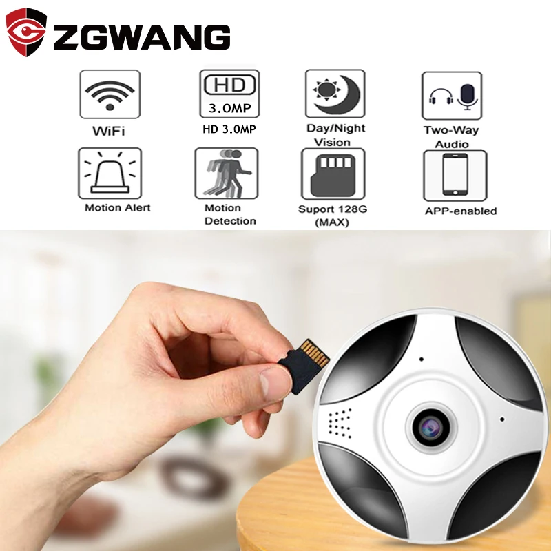 ZGWANG 3.0MP 360 VR Wifi Camera Panoramic Camera Home Security Video Surveillance Night Vision Network Surveillance IP Camera
ZGWANG 3.0MP 360 VR Wifi Camera Panoramic Camera Home Security Video Surveillance Night Vision Network Surveillance IP Camera