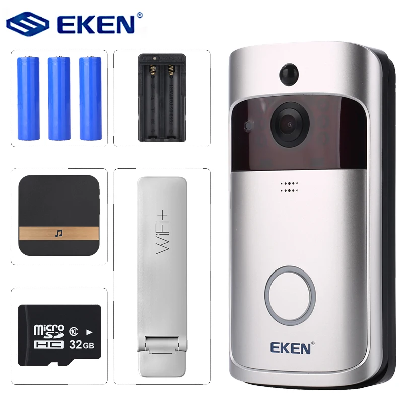 EKEN V5 Smart WiFi Video Doorbell Camera 720P Visual Intercom Chime Night vision IP Door Bell Wireless Home Security Camera
EKEN V5 Smart WiFi Video Doorbell Camera 720P Visual Intercom Chime Night vision IP Door Bell Wireless Home Security Camera