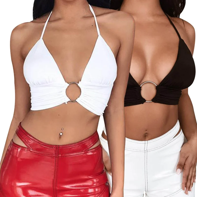 2019 Bralette Tank Crop Top Metal Ring Summer Halter Backless Palm Bra Women Sexy Club Clothes Beach Wear
2019 Bralette Tank Crop Top Metal Ring Summer Halter Backless Palm Bra Women Sexy Club Clothes Beach Wear