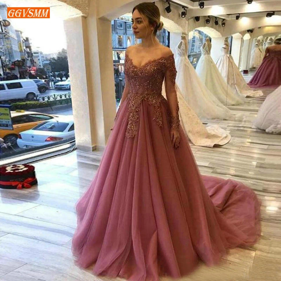 Aristocratic Off Shoulder Evening Gowns Long Sleeve Lace Appliques A Line Evening Dresses Custom Made Women Party Dress Formal
Aristocratic Off Shoulder Evening Gowns Long Sleeve Lace Appliques A Line Evening Dresses Custom Made Women Party Dress Formal