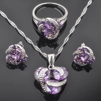 Wedding Jewelry Purple Crystal For Women Stamped Silver Color Jewelry Set Pendant Necklace Earrings Rings QZ0175
Wedding Jewelry Purple Crystal For Women Stamped Silver Color Jewelry Set Pendant Necklace Earrings Rings QZ0175