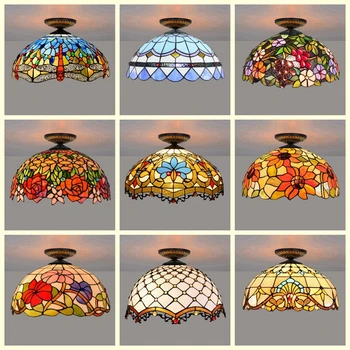 Mediterranean Tiffany Baroque Style Blue Stained Glass Pastoral Round Art LED Ceiling Light for Bedroom Aisle Light Fixture 30cm
Mediterranean Tiffany Baroque Style Blue Stained Glass Pastoral Round Art LED Ceiling Light for Bedroom Aisle Light Fixture 30cm
