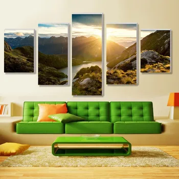 Modern Mountain And River Landscape Canvas Painting posters 5 Pieces Wall Art Spectacular Sunshine Wall Picture For Living Room
Modern Mountain And River Landscape Canvas Painting posters 5 Pieces Wall Art Spectacular Sunshine Wall Picture For Living Room