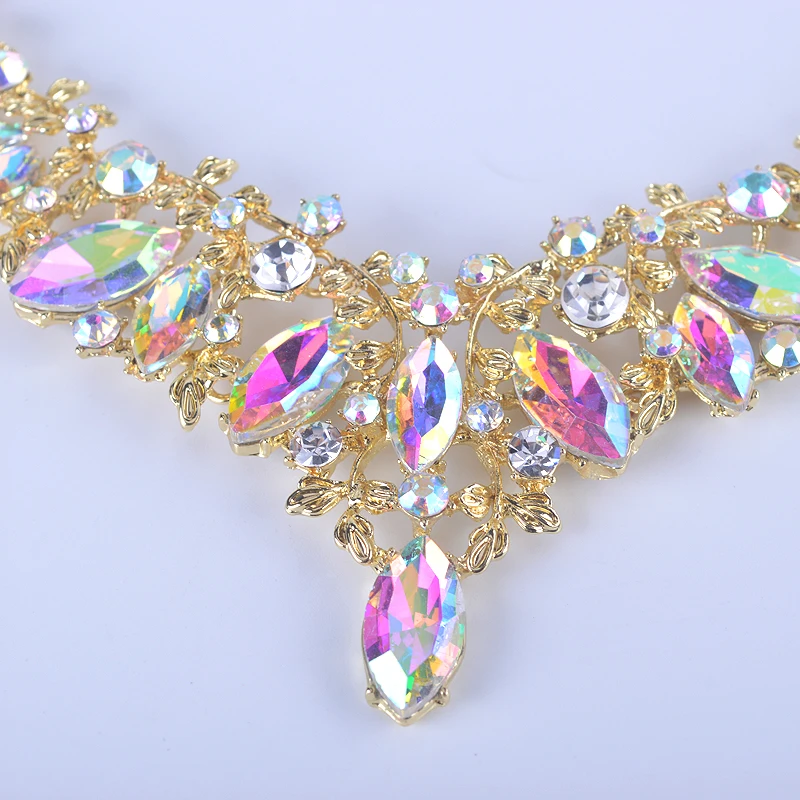 Fashion Crystal Indian Necklace Earring Jewelry Sets For Women Brides Bridal Wedding Party Costume Jewellery Accessories 2 Mallzona Fashion Crystal Indian Necklace Earring Jewelry Sets For Women Brides Bridal Wedding Party Costume Jewellery Accessories Mallzona