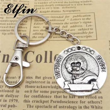 

Elfin Vintage Bichon Frise Keychains Antique Silver Plated Bichon Frise Key Chains Keyrings Animal Pet Dog Jewellery