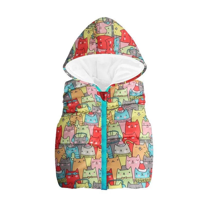CROAL CHERIE Baby Girls Clothes Floral Animal Warm Waistcoat Winter Girl Vest Hooded Fleece Children Outerwear Coats Vest Kids (11)