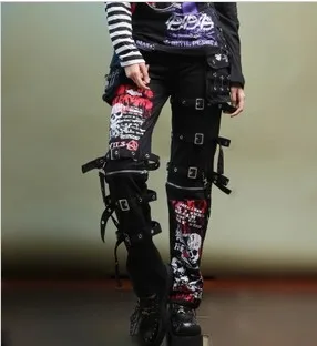 

27-33 2019 New Men's Gothic Punk Kills Matt's Non-mainstream Printed Graffiti Skull Straight Head Individual Eye Punk Pants