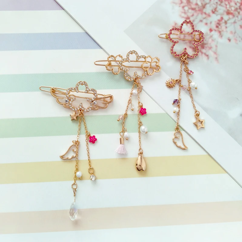 Free Shipping metal flower Sakura wings hairpin star tassel Hair Clip fashion jewelry for women
Free Shipping metal flower Sakura wings hairpin star tassel Hair Clip fashion jewelry for women