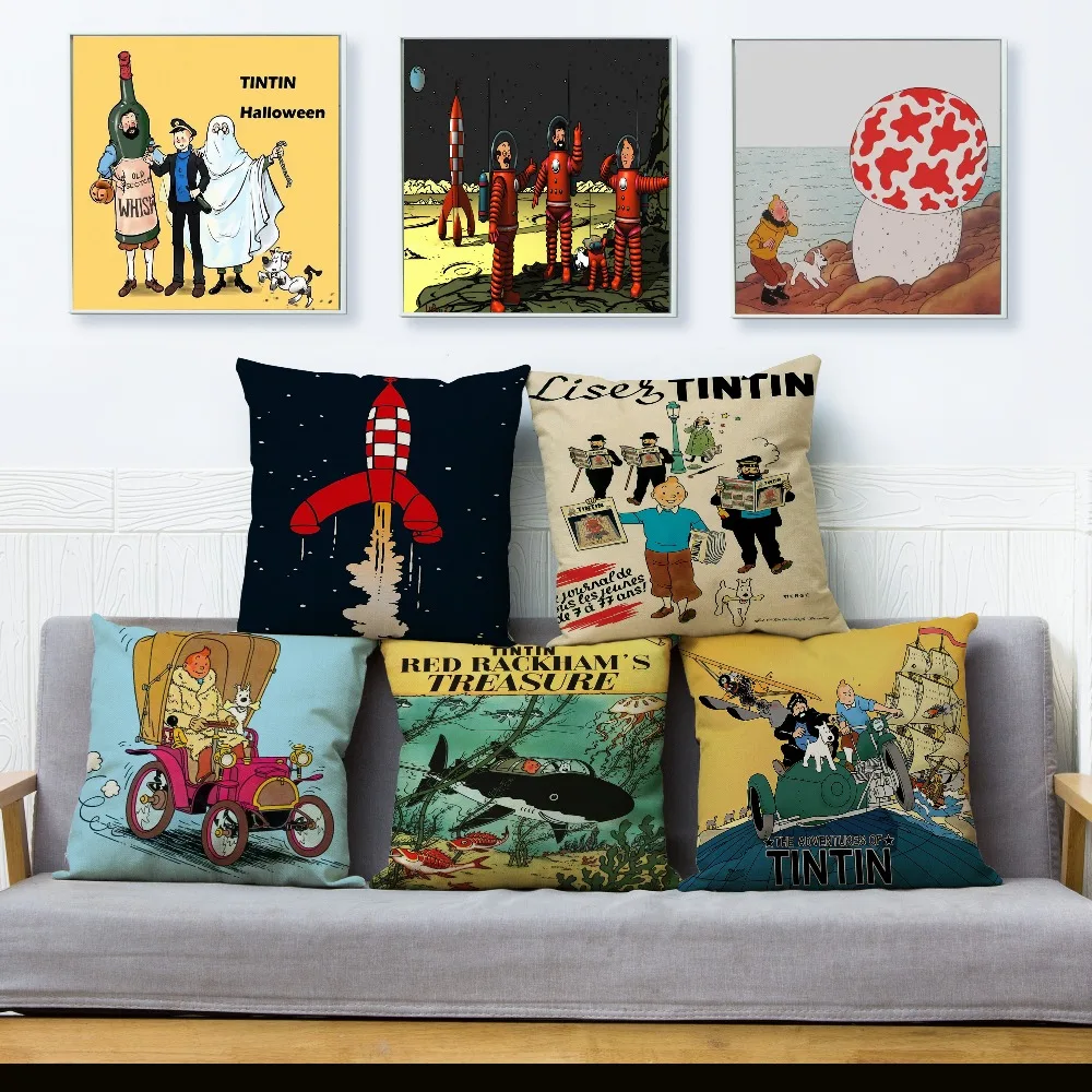 Anime Adventures Of Tintin Print Cushion Cover 45*45cm Square Beige Linen Throw Pillow Covers Car Sofa Home Decor Pillowcase
Anime Adventures Of Tintin Print Cushion Cover 45*45cm Square Beige Linen Throw Pillow Covers Car Sofa Home Decor Pillowcase