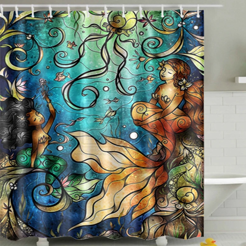 Cartoon Mermaid Shower Curtain Sea World Waterproof Bath Curtains for Bathroom Bathtub Bathing Cover Large Wide 12pcs Hooks
Cartoon Mermaid Shower Curtain Sea World Waterproof Bath Curtains for Bathroom Bathtub Bathing Cover Large Wide 12pcs Hooks