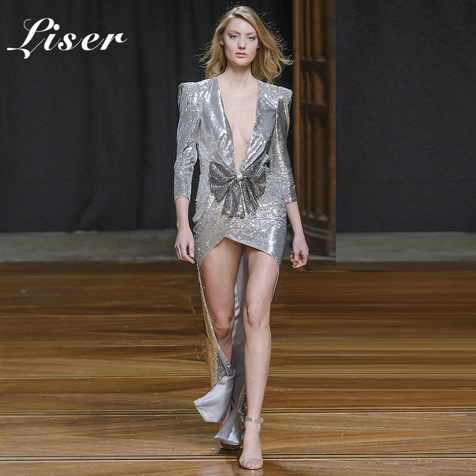 Liser 2019 New Summer Women Dress V Neck Sequined Bow Dress Sexy Bodycon Elegant Evening Party Silver Dresses Vestidos Wholesale
Liser 2019 New Summer Women Dress V Neck Sequined Bow Dress Sexy Bodycon Elegant Evening Party Silver Dresses Vestidos Wholesale