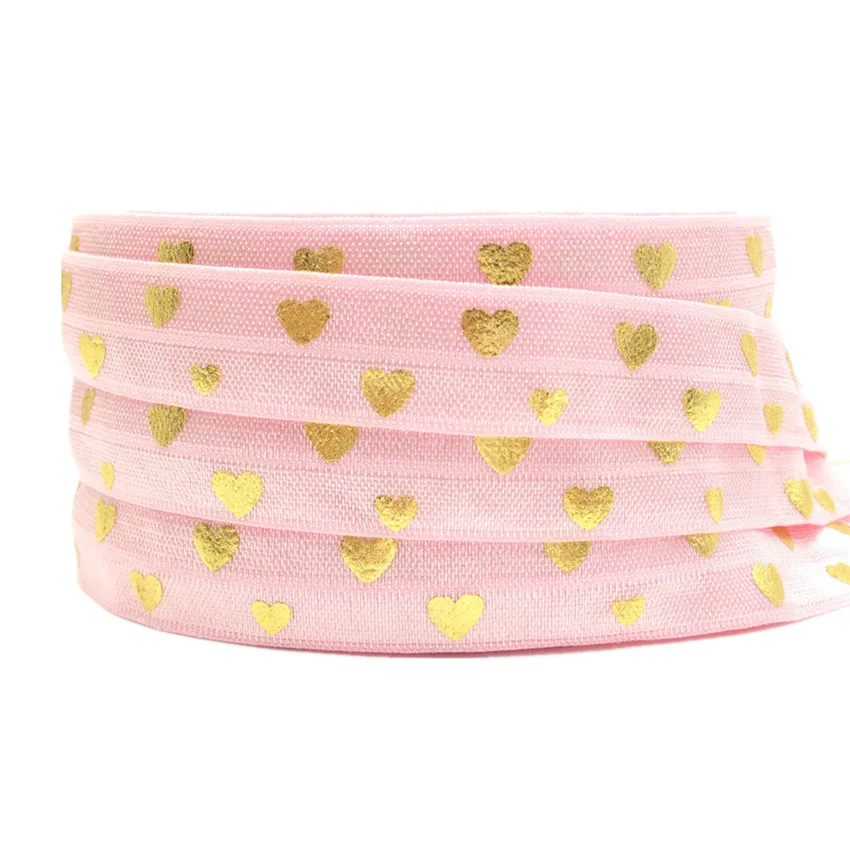 5Yards 16mm Pink Gold Heart Print Fold over elastic FOE Elastic Ribbon DIY Hair Ribbon
5Yards 16mm Pink Gold Heart Print Fold over elastic FOE Elastic Ribbon DIY Hair Ribbon