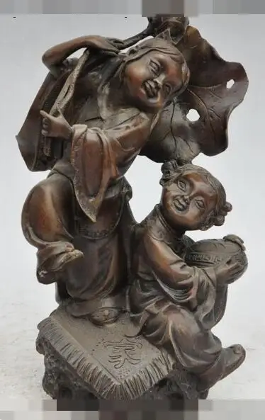 S00194 11" old China myth Bronze Two Wo Hop Erxian God immortal Lotus Leaf lucky Statue B0403
S00194 11" old China myth Bronze Two Wo Hop Erxian God immortal Lotus Leaf lucky Statue B0403