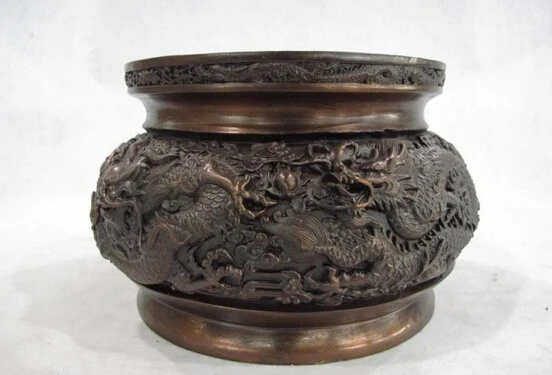 Elegant old S0247 Chinese Buddhism Bronze Copper Six Dragon Bowl Tank Pot Incense burner Censer statue
Elegant old S0247 Chinese Buddhism Bronze Copper Six Dragon Bowl Tank Pot Incense burner Censer statue