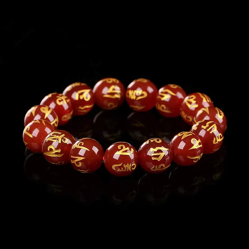 BB-396 Tibetan Mantras Bracelet Red Carnelian Round Beaded Stretch OM MANI PADME HUM 12mm 14mm for Man Women
BB-396 Tibetan Mantras Bracelet Red Carnelian Round Beaded Stretch OM MANI PADME HUM 12mm 14mm for Man Women