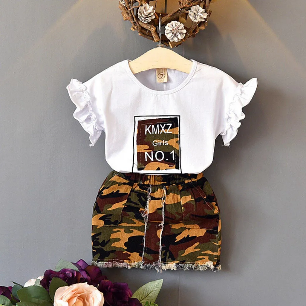 Toddler Kids Baby Girls Outfits Clothes T-shirt Tops+Camouflage Skirt 2PCS Set children clothes princess costume baby outfits
Toddler Kids Baby Girls Outfits Clothes T-shirt Tops+Camouflage Skirt 2PCS Set children clothes princess costume baby outfits