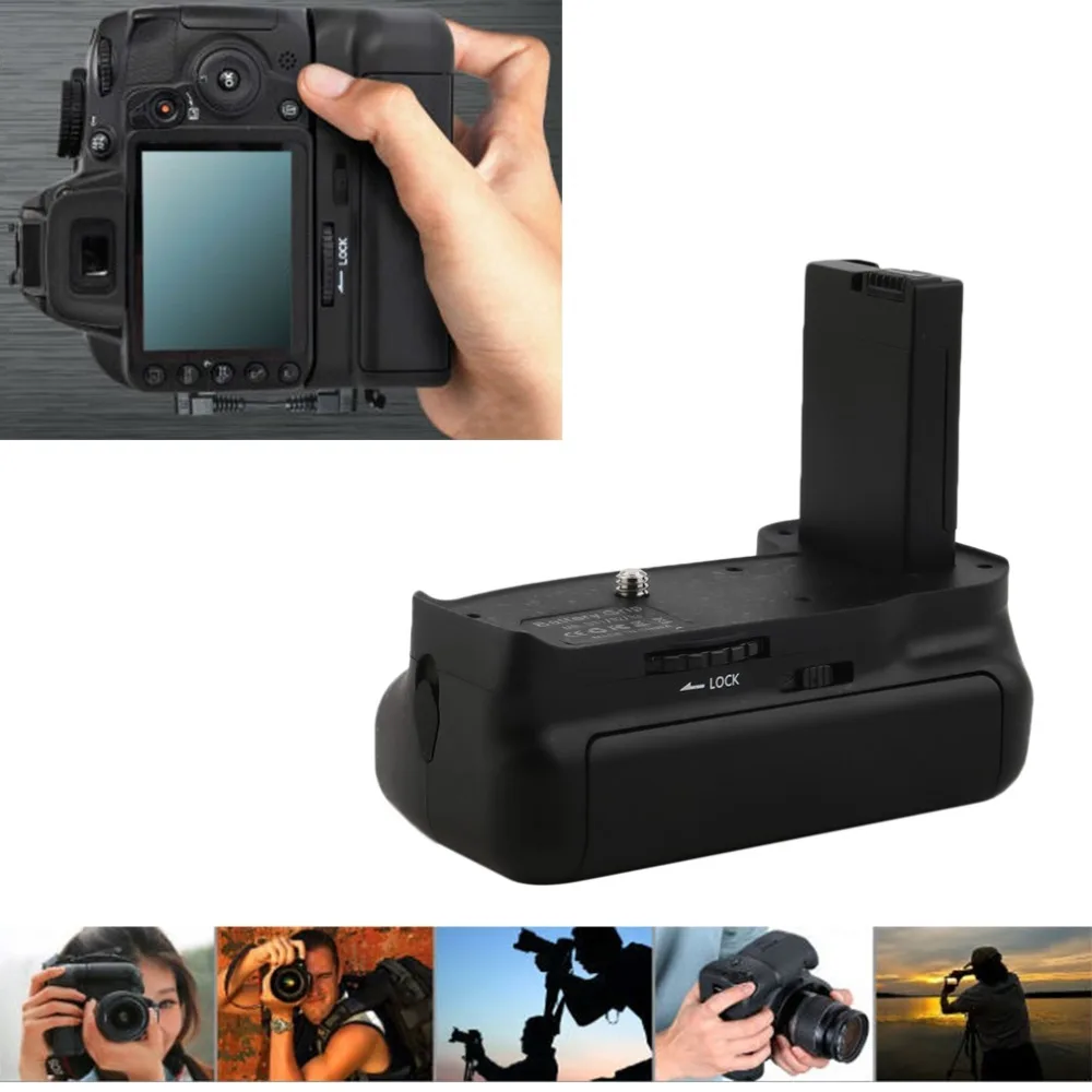 

WOLFGANG Black Durable Lightweight Ergonomical Slip-Proof Rubber lining BG-2F Vertical Battery Grip Holder for Nikon D3100 D3200