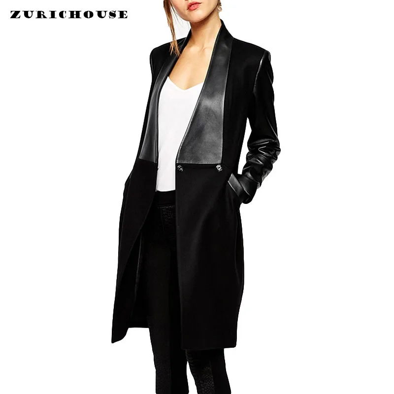 ZURICHOUSE PU Leather Sleeve Patchwork Cardigan Women Trench Coat 2019 New Spring Slim Leather Jacket Woman Long Blend Coat
ZURICHOUSE PU Leather Sleeve Patchwork Cardigan Women Trench Coat 2019 New Spring Slim Leather Jacket Woman Long Blend Coat
