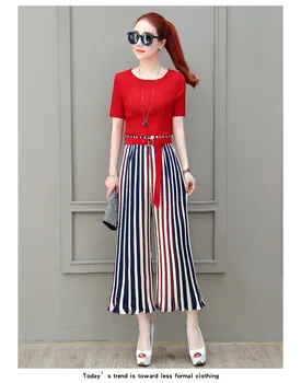 Summer Women's Suit Hot 2018 Pullover Chiffon Tops + Striped Ankle-Length Wide Leg Pants Fashion vestido Two Piece FY010
Summer Women's Suit Hot 2018 Pullover Chiffon Tops + Striped Ankle-Length Wide Leg Pants Fashion vestido Two Piece FY010