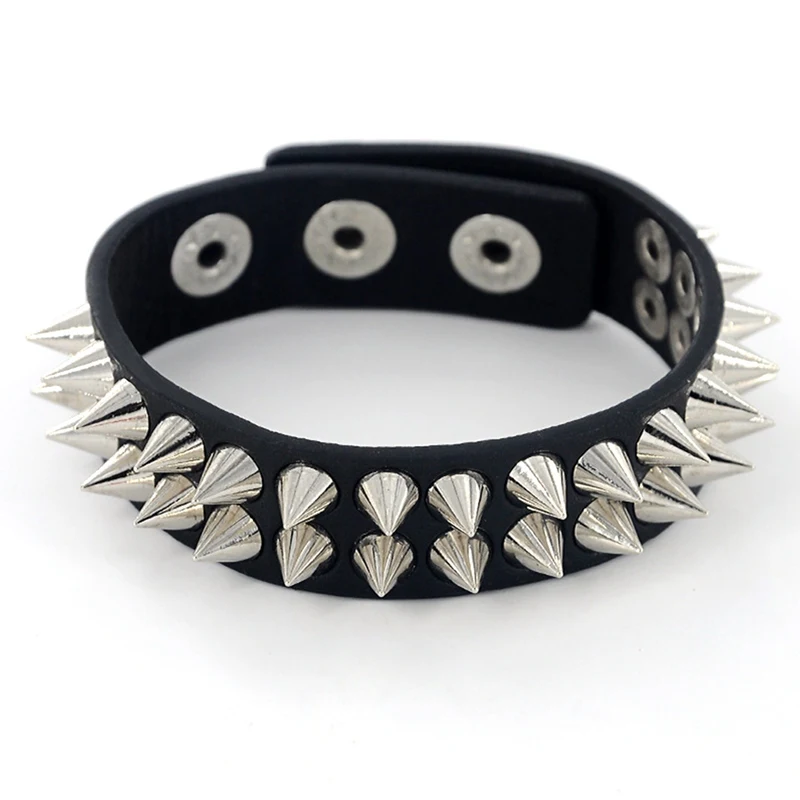 Gothic Delicate Cuspidal Spikes Rivet Cone Stud Cuff Black Leather Bracelets & Bangles Punk Bracelet For Women Men Jewelry
Gothic Delicate Cuspidal Spikes Rivet Cone Stud Cuff Black Leather Bracelets & Bangles Punk Bracelet For Women Men Jewelry
