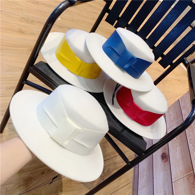 01907-shi winter wool solid white bowknot lady flat fedoras cap women panama leisure hat
01907-shi winter wool solid white bowknot lady flat fedoras cap women panama leisure hat