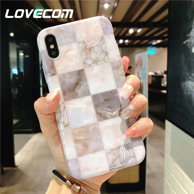 LOVECOM Square Lattice Marble Patterned Mobile Phone Cases For iPhone 6 6S 7 8 Plus X Glossy Soft IMD Phone Back Cover Coque
LOVECOM Square Lattice Marble Patterned Mobile Phone Cases For iPhone 6 6S 7 8 Plus X Glossy Soft IMD Phone Back Cover Coque