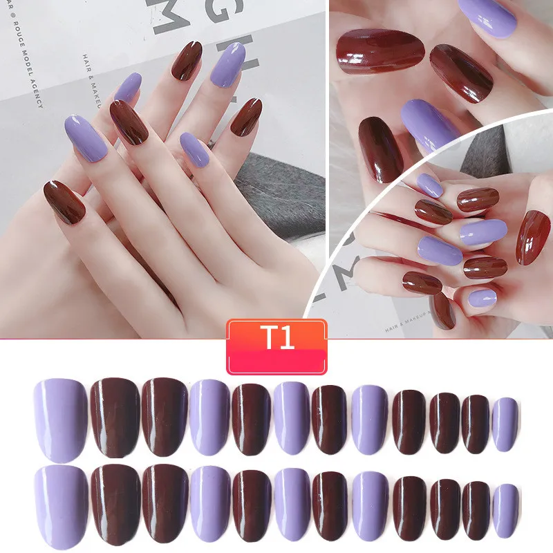 24Pcs/Set Fashion Fake Nails Puple Wine Design Full Nail Cover Nail Tips Multiple Colors False Nail Art with Glue Sticker
24Pcs/Set Fashion Fake Nails Puple Wine Design Full Nail Cover Nail Tips Multiple Colors False Nail Art with Glue Sticker