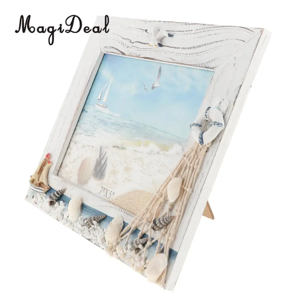 Chic Wooden Photo Picture Frame Family Wedding Photo Holder for Home Wedding Beach Hut Cottage Decoration