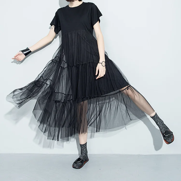 2016 New Spring And Summer Dress Korean Long Fashion Round Neck High Waist Gauze Plus Size Splicing Pleated Mesh T Shirt Dress
2016 New Spring And Summer Dress Korean Long Fashion Round Neck High Waist Gauze Plus Size Splicing Pleated Mesh T Shirt Dress