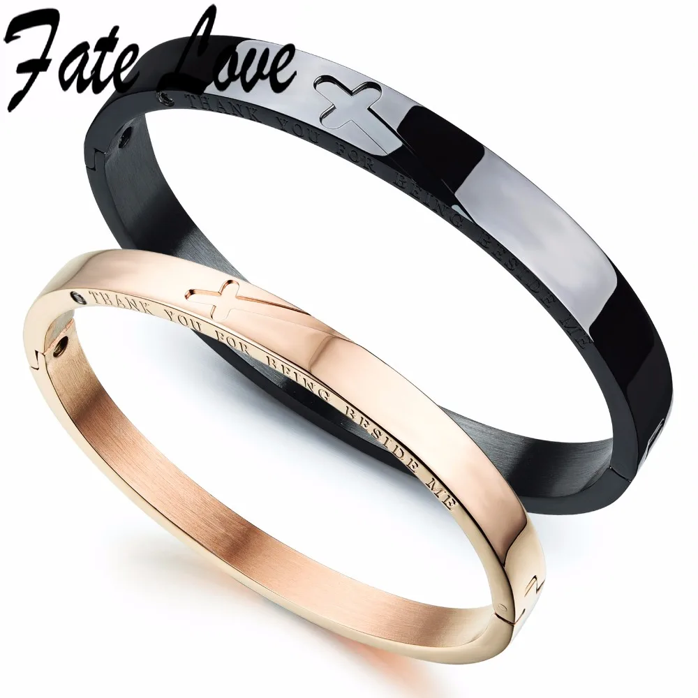 Fate Love Top Quality Cross Rose Gold/Black Bracelets 316L Real Steel Couple Bracelet Bangles Gifts For Men Women Jewelry FL772
Fate Love Top Quality Cross Rose Gold/Black Bracelets 316L Real Steel Couple Bracelet Bangles Gifts For Men Women Jewelry FL772