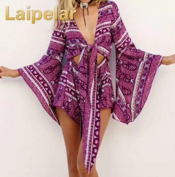 Laipelar 2018 Boho Floral Print Sexy Flared Sleeve Women Jumpsuit Romper Summer V Neck Elegant Short Ovaralls Beach Playsuit
Laipelar 2018 Boho Floral Print Sexy Flared Sleeve Women Jumpsuit Romper Summer V Neck Elegant Short Ovaralls Beach Playsuit