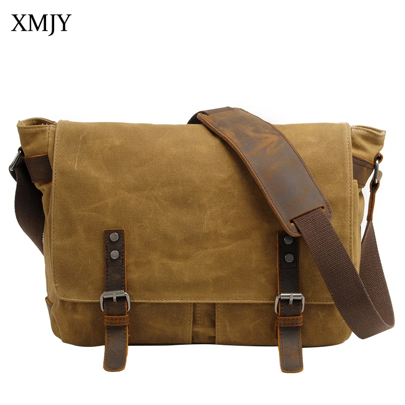 XMJY Oil Wax Canvas Shoulder Bags Military Style Waterproof Crossbody Packs Male Casual Travel Bags Vintage Messenger Daypacks
XMJY Oil Wax Canvas Shoulder Bags Military Style Waterproof Crossbody Packs Male Casual Travel Bags Vintage Messenger Daypacks