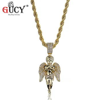 GUCY Hip Hop Men Women Pendant Necklace Gold Color Plated Iced Out Micro Pave CZ Stones Angel Pendants Necklaces Lover's Gift
GUCY Hip Hop Men Women Pendant Necklace Gold Color Plated Iced Out Micro Pave CZ Stones Angel Pendants Necklaces Lover's Gift