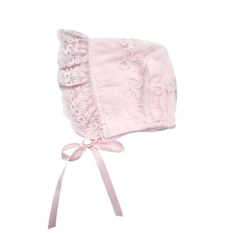 Cute Lace Baby Girls Hat White Pink Princess Hat For Baby Girls Flower Embroidery Infant Beanie Hat First Brithday Gift Autumn (33)