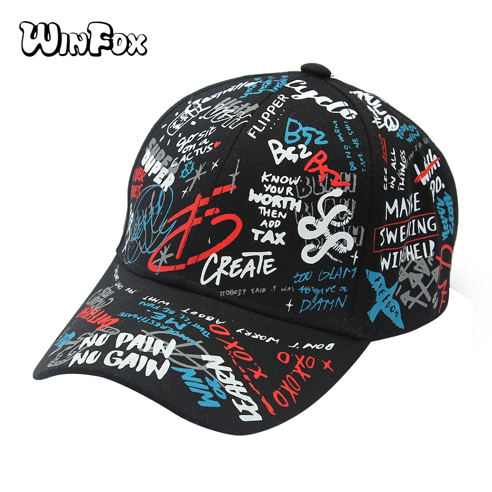 Winfox New Fashion Korea Black White Graffiti Letter Print Baseball Caps Dad Hats For Womens Mens
Winfox New Fashion Korea Black White Graffiti Letter Print Baseball Caps Dad Hats For Womens Mens