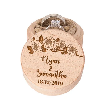 Elegant Personalized Ring Box with Rose Flower Wedding Engagement Proposal Ring Holder Bearer Box Wooden Name Round Custom Boxes
Elegant Personalized Ring Box with Rose Flower Wedding Engagement Proposal Ring Holder Bearer Box Wooden Name Round Custom Boxes