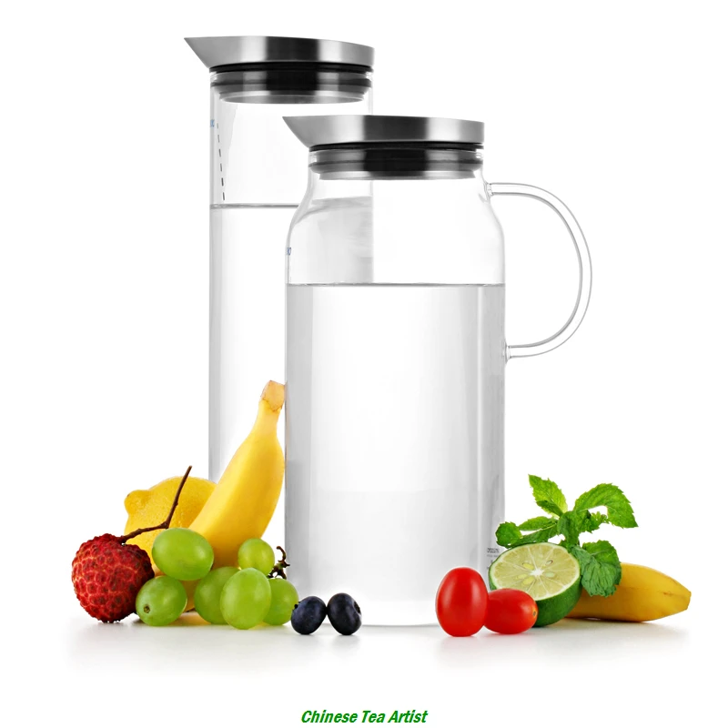Image 1000ml 1300ml Super Quality Borosilicate Glass Water Bottle for Boiling Water and Ice Water with Food Grade Stainless Steel Lid