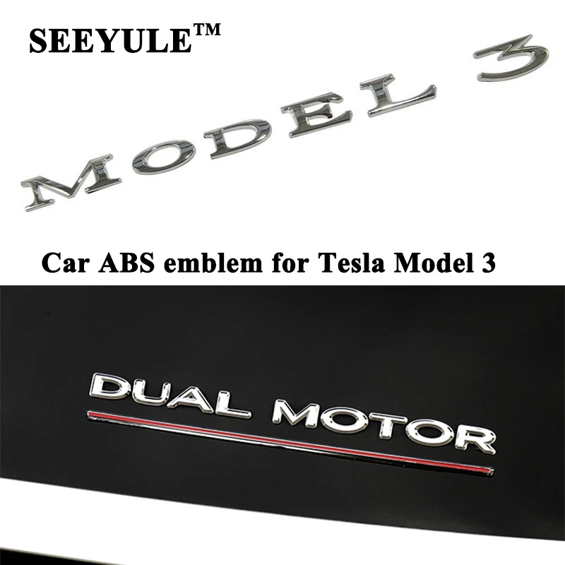 1pc SEEYULE ABS Car Model Emblem Model 3 DUAL MOTOR Logo Modification Sticker Styling Accessories for Tesla Model 3 2018-2020
1pc SEEYULE ABS Car Model Emblem Model 3 DUAL MOTOR Logo Modification Sticker Styling Accessories for Tesla Model 3 2018-2020