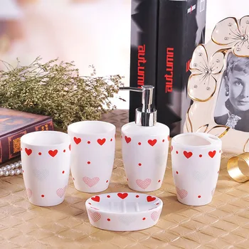 Five-piece ceramic bathroom set Bathroom toiletries Washing set mouthwash brushing cup Couple creative wedding gift LO86311
Five-piece ceramic bathroom set Bathroom toiletries Washing set mouthwash brushing cup Couple creative wedding gift LO86311