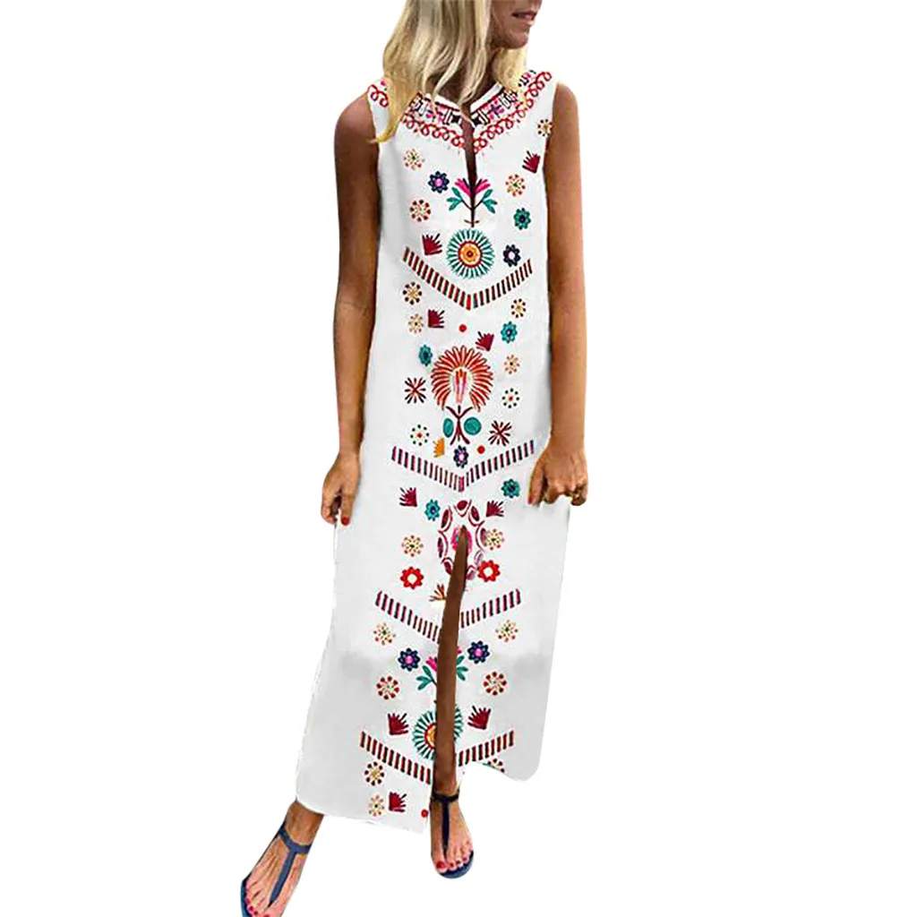 Women Summer Long Dress Floral Print Causal Boho Dress Sleeveless Slit Lady Maxi Size 5XL Sundress Summer Beach Dresses Vestido
Women Summer Long Dress Floral Print Causal Boho Dress Sleeveless Slit Lady Maxi Size 5XL Sundress Summer Beach Dresses Vestido