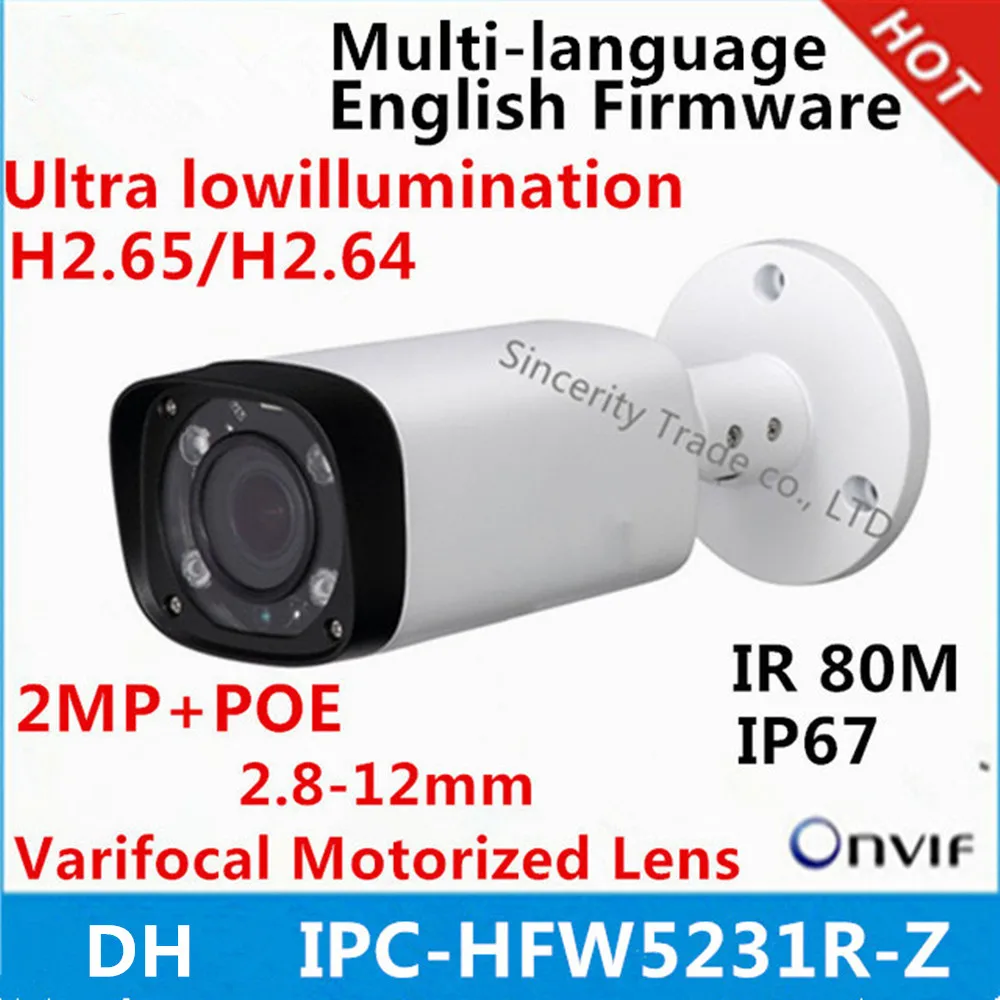 DH low-illuminance IPC-HFW5231R-Z 2.8mm ~12mm varifocal motorized lens 2MP IR80M IP Camera with POE multi-language Firmware
DH low-illuminance IPC-HFW5231R-Z 2.8mm ~12mm varifocal motorized lens 2MP IR80M IP Camera with POE multi-language Firmware