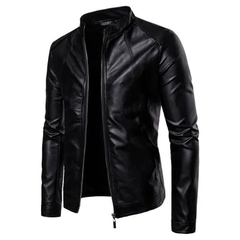 2019 Autumn new Boutique Stand collar Men's Motorcycle Leather Wash PU Leather jacket Men's Large size Casual Black jacket
2019 Autumn new Boutique Stand collar Men's Motorcycle Leather Wash PU Leather jacket Men's Large size Casual Black jacket