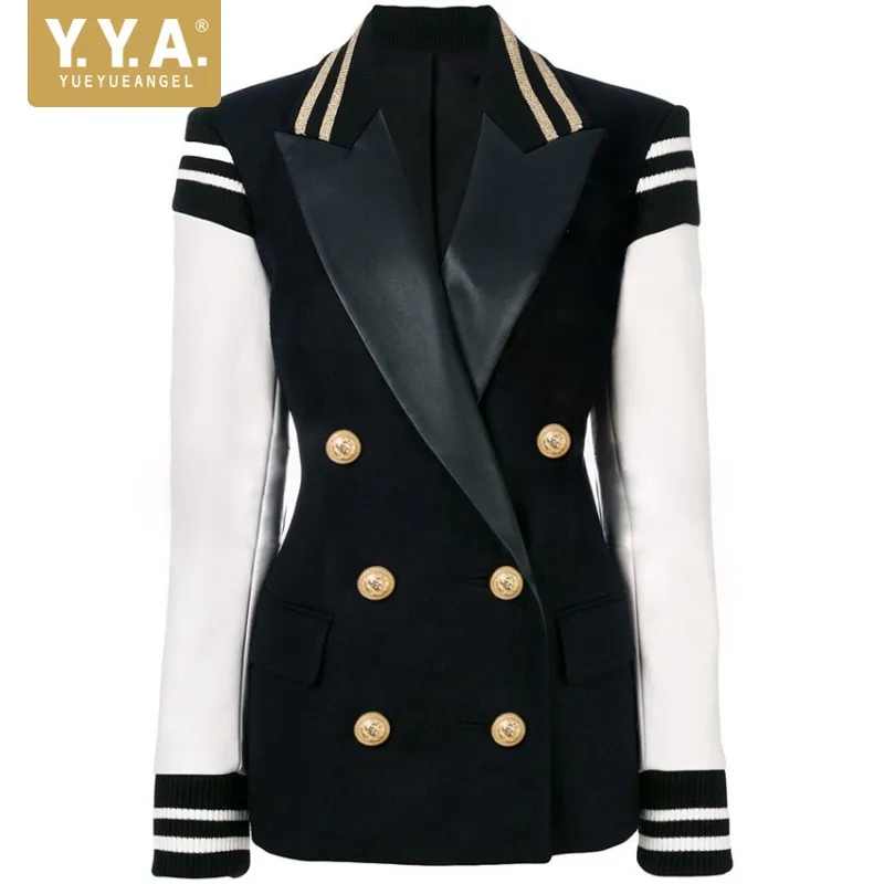 Contrast Color Threaded Cuff Patchwork Pu Leather Top Quality Women Blazer Jackets Preppy Style Plus Size XXXL Blazer femenina
Contrast Color Threaded Cuff Patchwork Pu Leather Top Quality Women Blazer Jackets Preppy Style Plus Size XXXL Blazer femenina