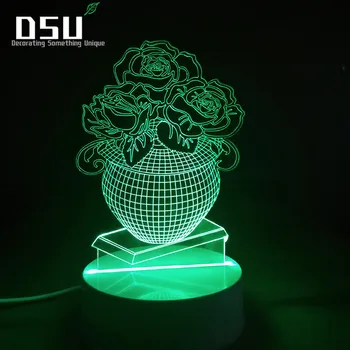 3D Rose Flower Vase Night Light 7 Color Change LED Table Desk Lamp Acrylic Flat ABS Base USB Charger Home Decoration
3D Rose Flower Vase Night Light 7 Color Change LED Table Desk Lamp Acrylic Flat ABS Base USB Charger Home Decoration