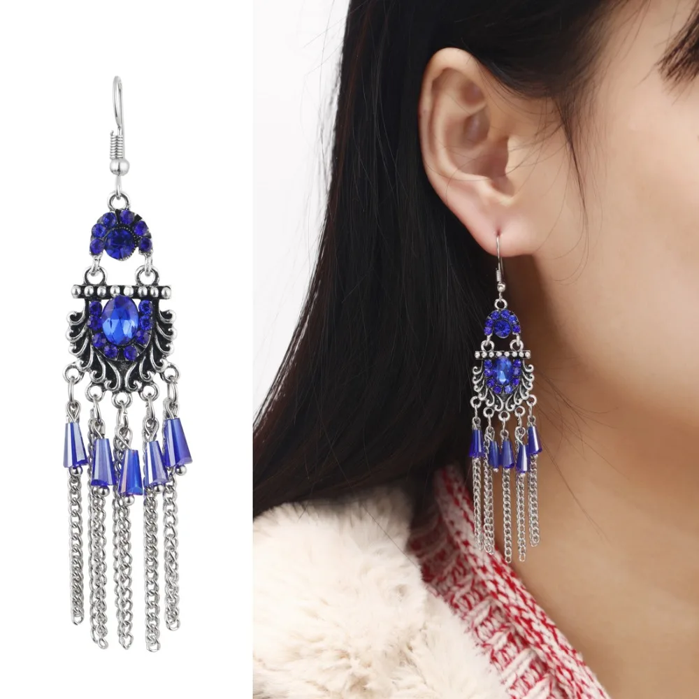 Statement Long Tassel Earrings Bohemian Colorful Crystal Dangle Drop Earrings For Women Silver Ear Jewelry Wholesale Price
Statement Long Tassel Earrings Bohemian Colorful Crystal Dangle Drop Earrings For Women Silver Ear Jewelry Wholesale Price