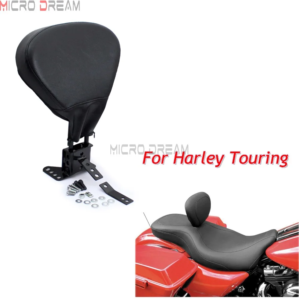 Черное регулируемое сиденье водителя мотоцикла накладка спинки для Harley Touring Road
