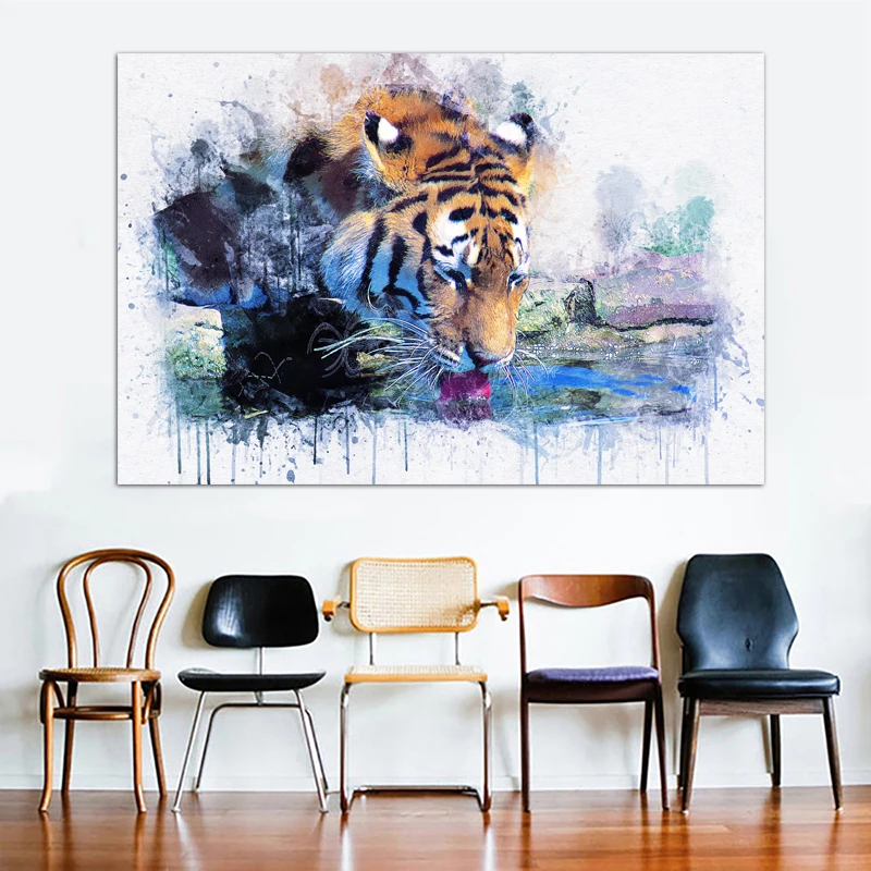 Watercolor Decorative Painting Tiger Drinking Water Wall Prints Poster Animal Painting Wall Pictures For Living Room Unframed
Watercolor Decorative Painting Tiger Drinking Water Wall Prints Poster Animal Painting Wall Pictures For Living Room Unframed