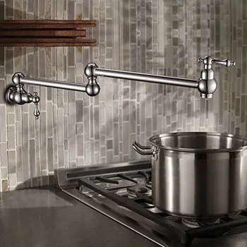 New Wall Mounted Swing Arm Fold Away Pot Filler in Brushed Nickel Kitchen Faucet 
New Wall Mounted Swing Arm Fold Away Pot Filler in Brushed Nickel Kitchen Faucet
