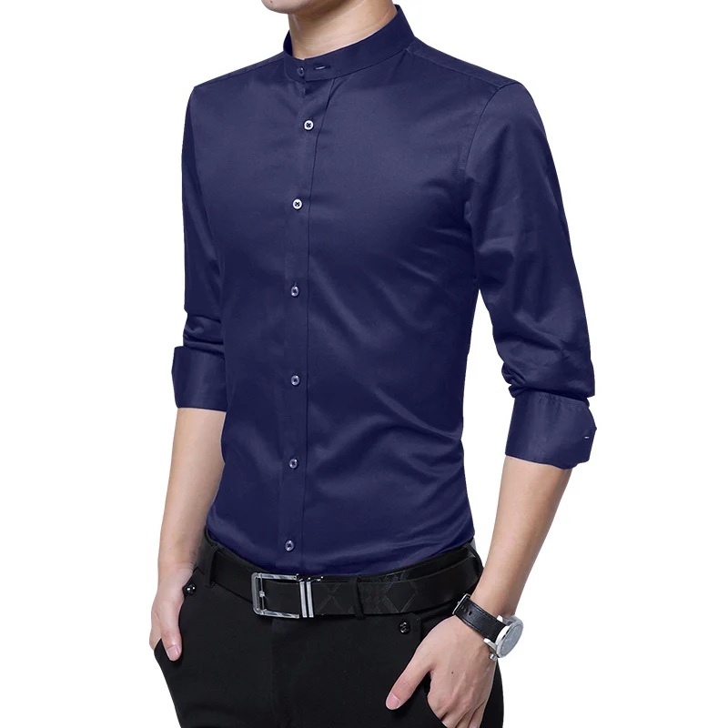 2018 Autumn New Designers Cotton Man Shirts Long Sleeve Solid Casual Black White Slim Fit Fashion Collarless Shirts 4XL 5XL
2018 Autumn New Designers Cotton Man Shirts Long Sleeve Solid Casual Black White Slim Fit Fashion Collarless Shirts 4XL 5XL